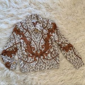 St. John Collection Gold Copper Filigree Jacket S